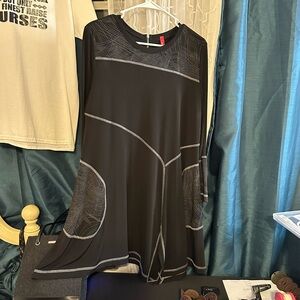 Black Mini Dress with Geometric Patterns